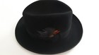 Vintage The Sovereign Stetson Felt Hat Derby Style Black Side Feather size 7/56