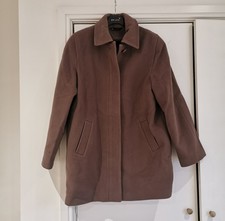 Bhs Mocha Wool Warm Winter Smart Coat Button Up Pockets Size 16 Lined Brown