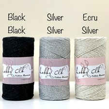 3 mm Macrame Lurex Cotton cord, 170 Yard Cotton Glitter Yarn