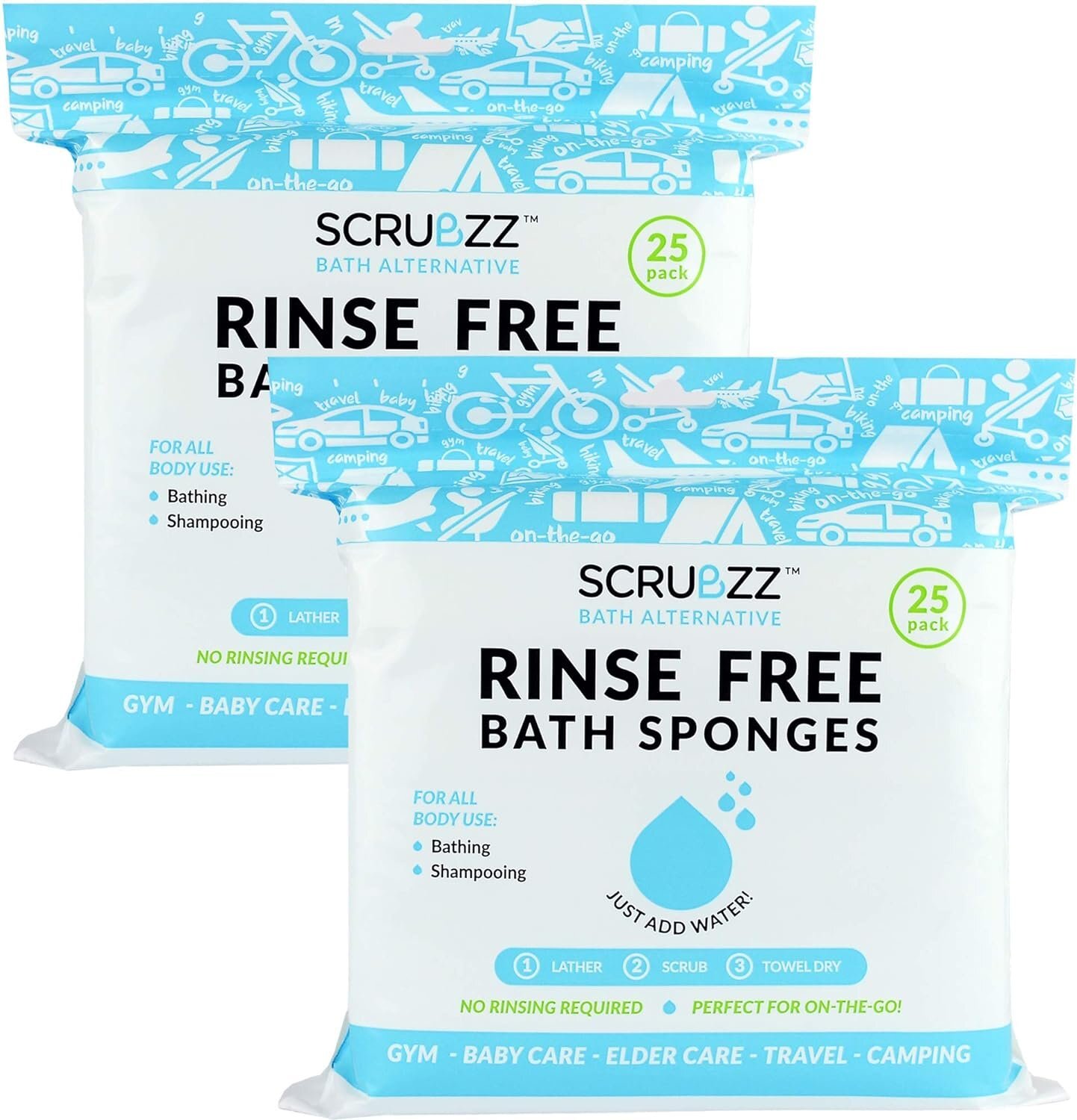 Scrubzz Disposable No Rinse Bathing Wipes Allin1 Single Use Shower