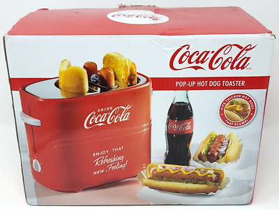 DOUBLE HOT DOG TOASTER Coca-Cola Pop-Up 2 Bun Warmer Oven Cooker Coke Nostalgia