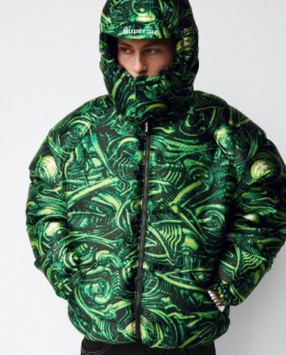 Supreme H. R. Giger Jacquard Down Puffer Jacket Green SIZE Supreme H. R. Giger Jacquard Down Puffer Jacket Green SIZE