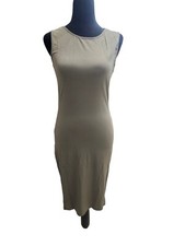 NWT Classic Slim Fit Scoop Neck Sleeveless Bodycon Midi Dress Khaki XL