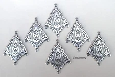 #3497 ANTIQUED .925 STERLING SILVER PLATED ART NOUVEAU 4 RING CHANDELIER - 6 Pcs