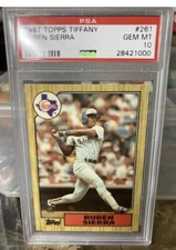 1987 Ruben Sierra Topps TIFFANY #261 RC. Texas Rangers. PSA 10  POPULATION 80
