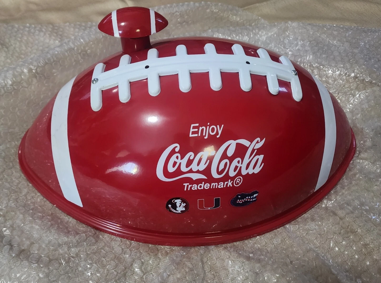 Coca-Cola Football Shaped Portable Charcoal BBQ Grill Barbecue Tailgate FL