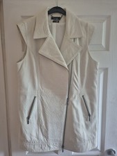 Nwot Marks And Spencer Leather Luxury Gilet Size 16 Soft White