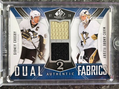 2009/10 UD SP GAME USED DUAL JERSEY SIDNEY CROSBY / MARC-ANDRE FLEURY 87/100