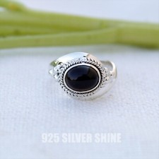 BLACK ONYX NATURAL GEMSTONE 925 STERLING SILVER HANDMADE JEWELRY RING 3 TO 12