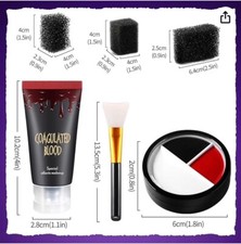 Halloween Killer Clown Makeup Kit - White Black Red Face Body Paint 0.59oz, E...