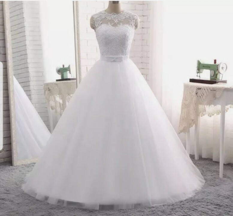 White Sleeveless Lace Floor Length A Line Bridal Cheap Wedding Dress Size 8- 16 | eBay White Sleeveless Lace Floor Length A Line Bridal Cheap Wedding Dress Size 8- 16 | eBay