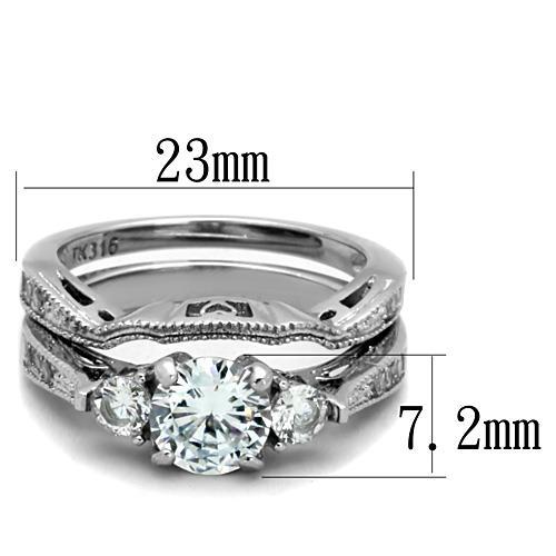 CLEARANCE-----STAINLESS STEEL1.25 CT ROUND CUT CZ BRIDAL WEDDING RING SET SIZE 5 - Picture 5 of 5