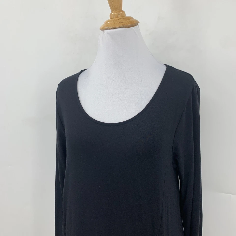 Garnet Hill эластичной платье женщин S черный длинным рукавом декольте карманы Flowy - Изображение 3 из 4