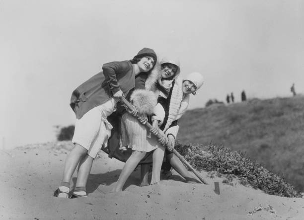 Flappers On The Beach 1928 Old Photo