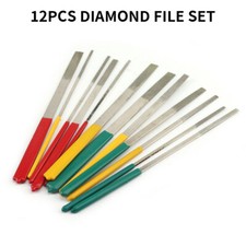 12Pcs Diamond Needle File Set Ultra-thin Flat File for Polishing Wood Glass Tool