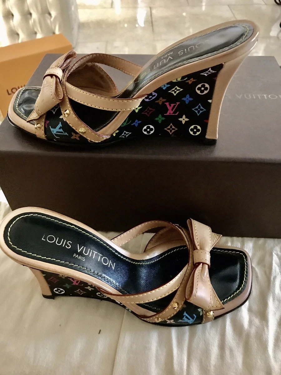 Louis Vuitton Brown Monogram Multicolor Wedge