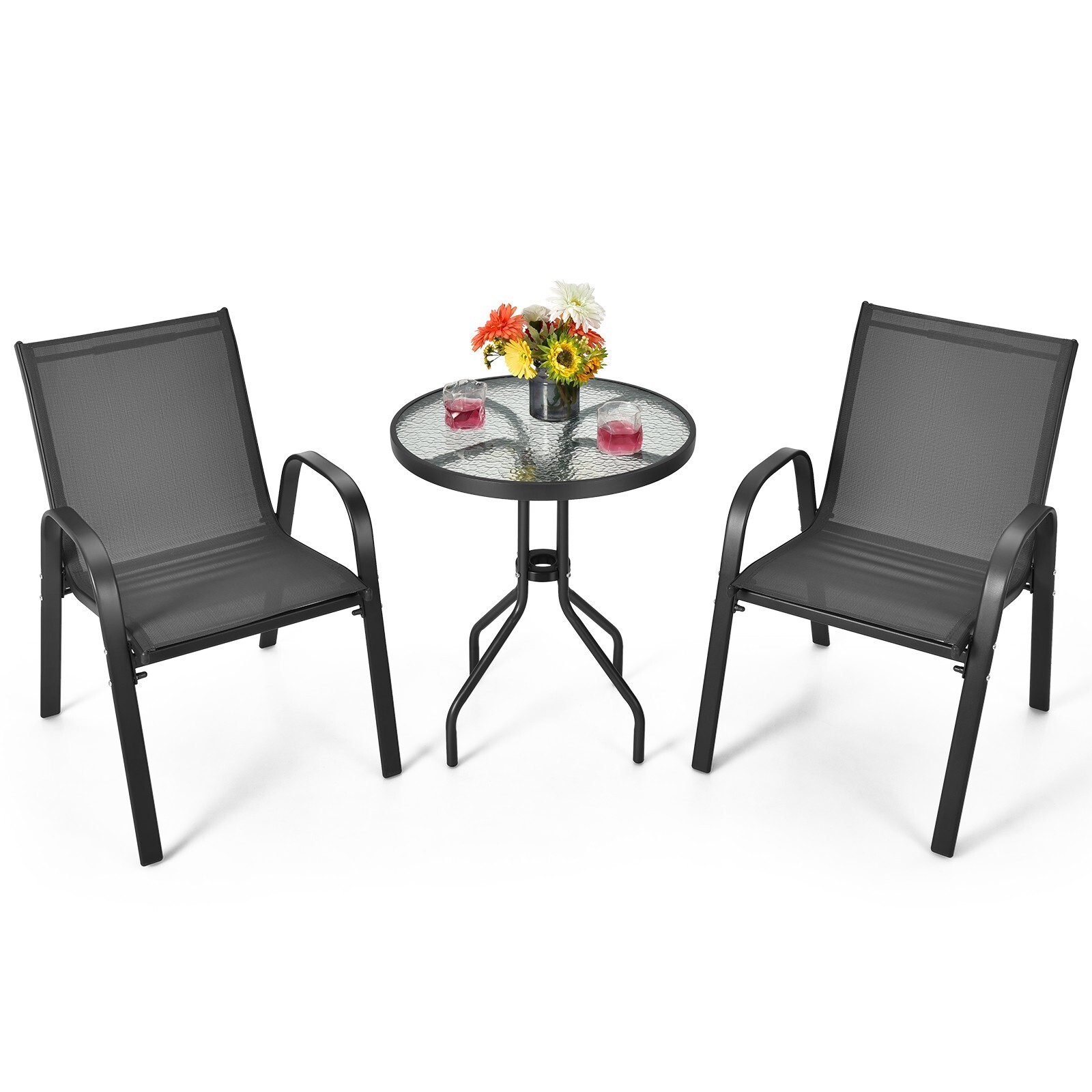3tlg. Gartenmöbel Set Balkonmöbel Set Bistroset mit Bostrotisch & 2 Stühle