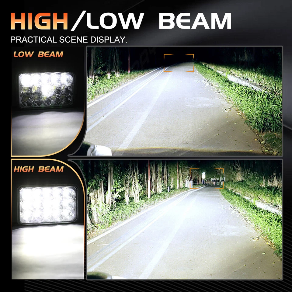 For Western Star 4900 Semi Truck 4PCS 4x6" LED Headlights H4656/4651 Hi-Lo Beam - Image 4 of 4