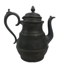 Antique Pewter Metal Teapot E. B. Manning's Civil War Era Teapot Coffeepot 9" 