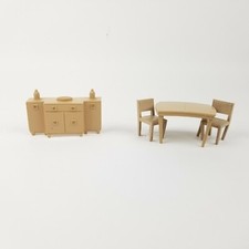 Aparador, mesa y 2 sillas de comedor vintage Marx marrón claro