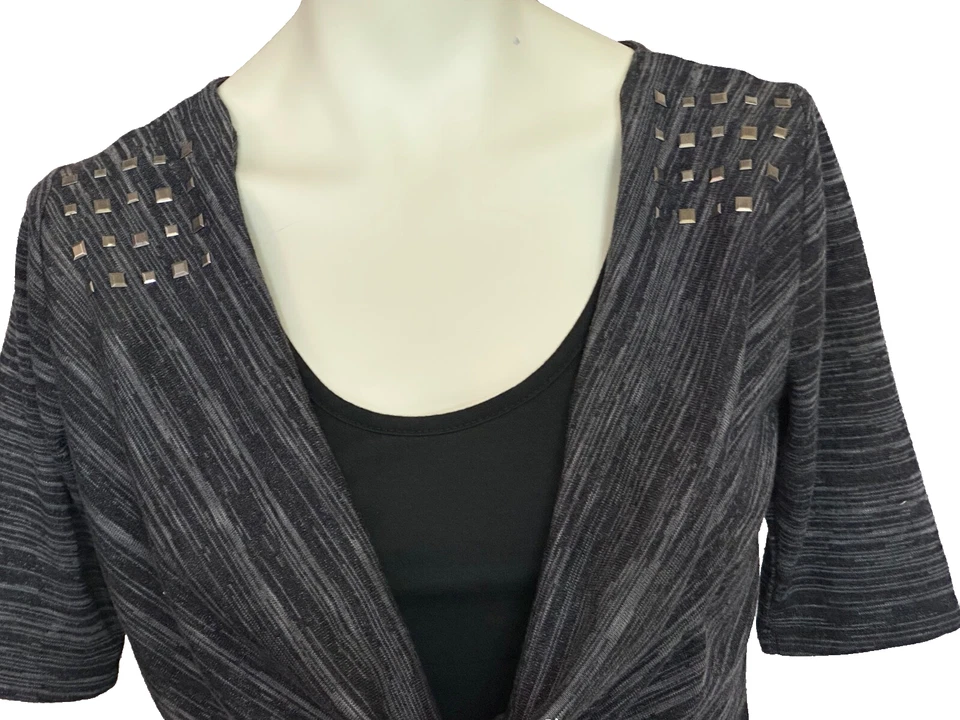 Top Bongo para mujer cuello capucha carbón tejido 2 piezas look con detalles tachonados talla M Foto 2 de 4