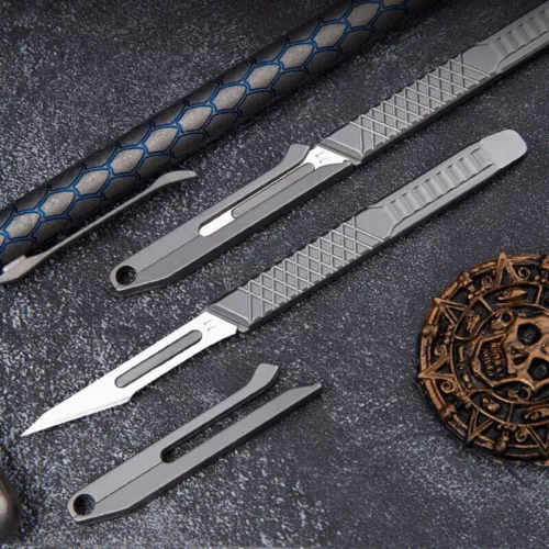 Titanium Utility Knife Scalpel Blade w Sheath Prybar Outdoor Survival EDC Tools - Picture 9 of 12