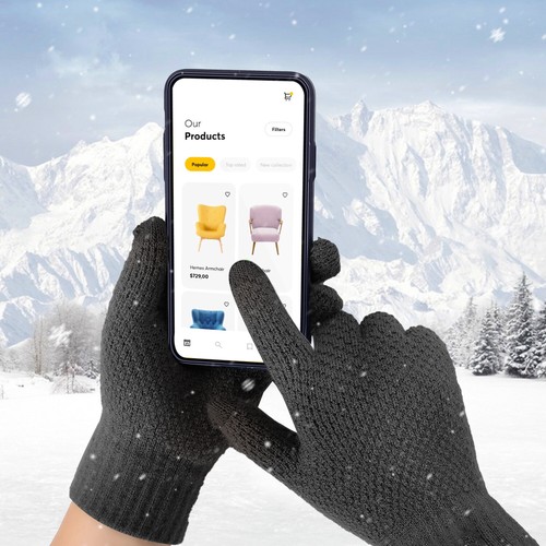 Winter Wool Warm Knitted Touch Screen Glove Mobile Phone Knitted Gloves MenWomen - Picture 66 of 107