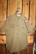 Boy Scouts of America BSA Men's Adult Shirt Plain Green Vintage Medium  