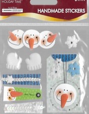 Winter Snow Snowman Head Mittens Snowflakes Holiday Time Stickers