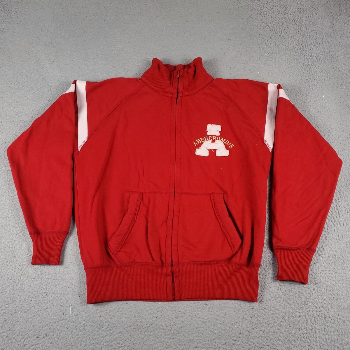 Abercrombie Fitch Sweater Mens Medium Red Outdoors Full Zip Up