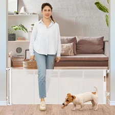 24 Inches Tall Retractable Dog Gate for the House, Short Baby Gates to Step Over
