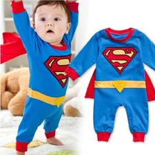 Tuta Neonato Superman Cospaly Ragazzo Ragazza Bambino Costume Body Cotone