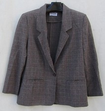 10 M Brown Plaid ALFRED DUNNER Easy Care Jacket Blazer MADE In USA Unlined EUC