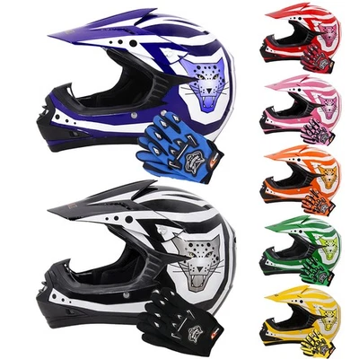 ZORAX ZOR-X17 Children Junior Kids Motocross MX Helmet Crash Pit Bike & Gloves