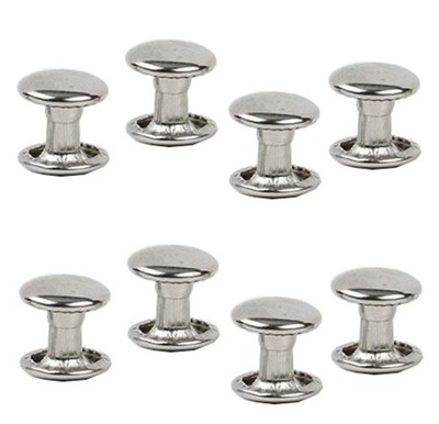 100 Sets 9MM Silver Stainless Steel Leather Rivets Double Cap 9mm, 