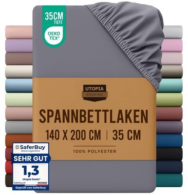 Utopia Bedding - Spannbettlaken 140x200cm - Grau - 140X200 cm, 