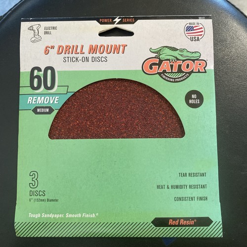 3-Pack 6-Inch Stick-On MEDIUM 60 GRIT Sanding Disc GATOR 3012 - Picture 1 of 5