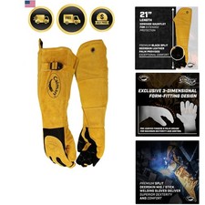 Split Deerskin MIG/Stick Welding Gloves with Fleece/Foam Insulation, 21-inch ...