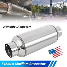 3 Inlet 3 Outlet Universal Performance Exhaust Mufflers Resonator Ss Silver