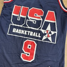 Veste d'échauffement authentique Mitchell & Ness des USA Basketball (Magic Johnson) (1992