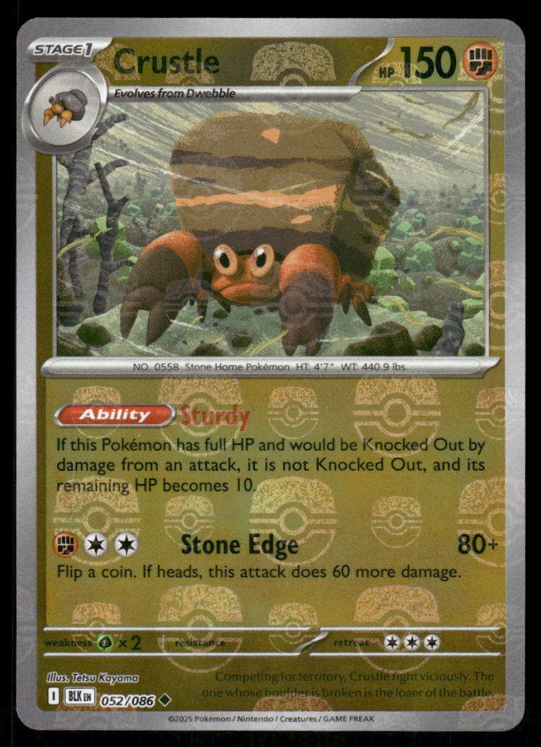 Crustle (Master Ball Pattern) 052/086 Uncommon Black Bolt Pokemon Near Mint