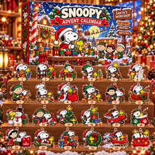 Peanuts Snoopy Christmas Advent Calendar 24 Ornaments Santa Workshop LT319