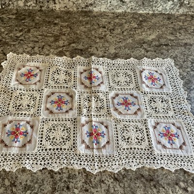 Handmade Cross Stitch Vintage Placemat 