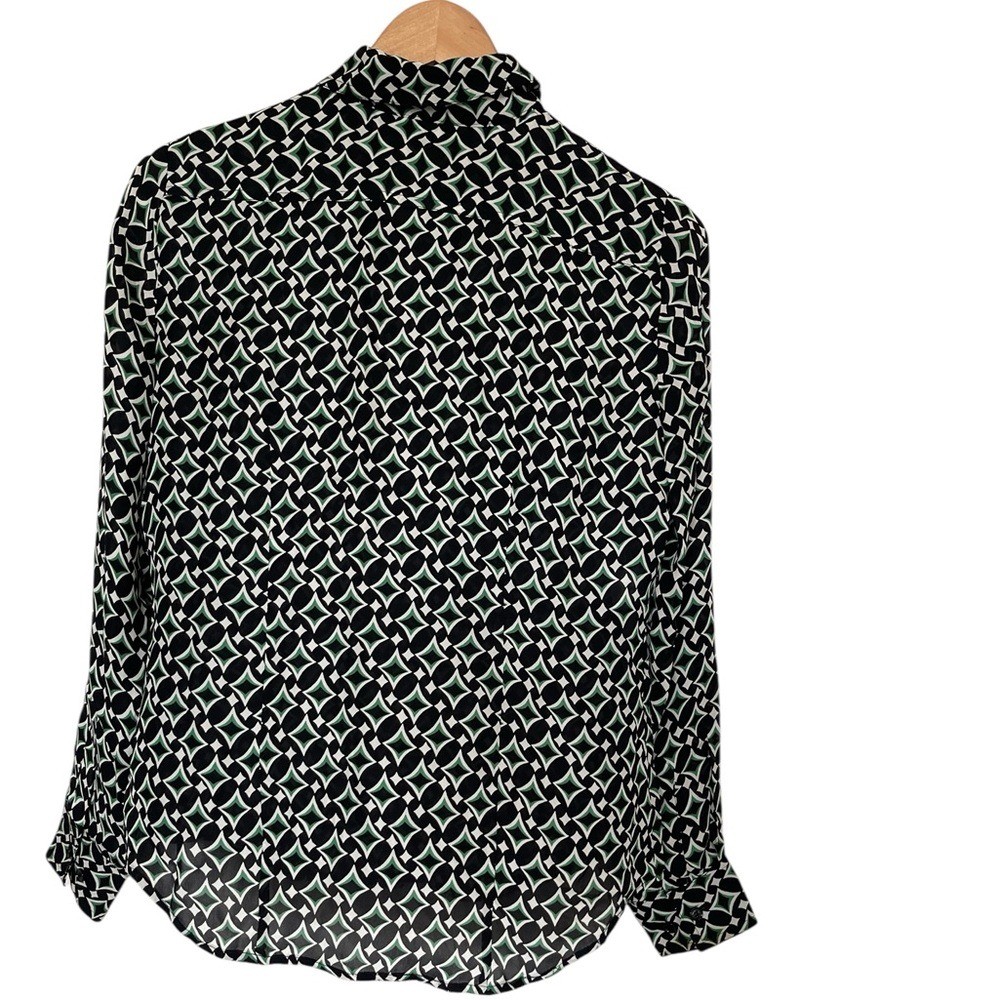 Anne Klein Patterned Silk Button Down Blouse Size… - image 2