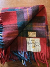 Vintage Horner Brothers Grandfather Club Wool Blanket Wollen Mills Red Plaid