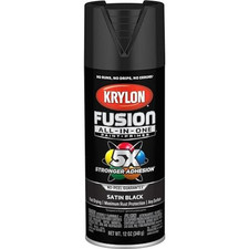 Krylon Fusion All-In-One Satin Spray Paint & 1 Count (Pack of 1), Black