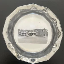 Vintage Street Scene Real Photo Glass Ashtray