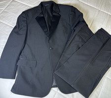 Black Tuxedo Satin Lapel Jacket 42R Pants 34L
