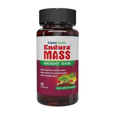 Endura Mass Weight Gain Capsules 50 Capsules| Ayurvedic Weight Gainer for Improv