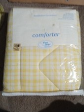 Vintage Yellow Checkered Comforter Baby Crib Blanket 33x42"